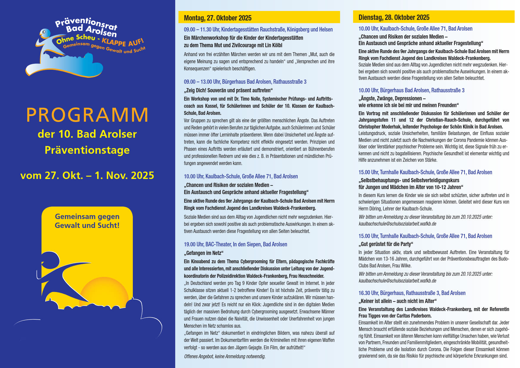 Programm der 10. Bad Arolser Präventionstage